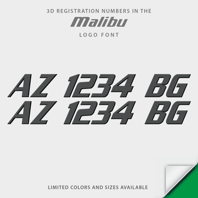 Malibu Boats 3D raised registration by Domed Numbers