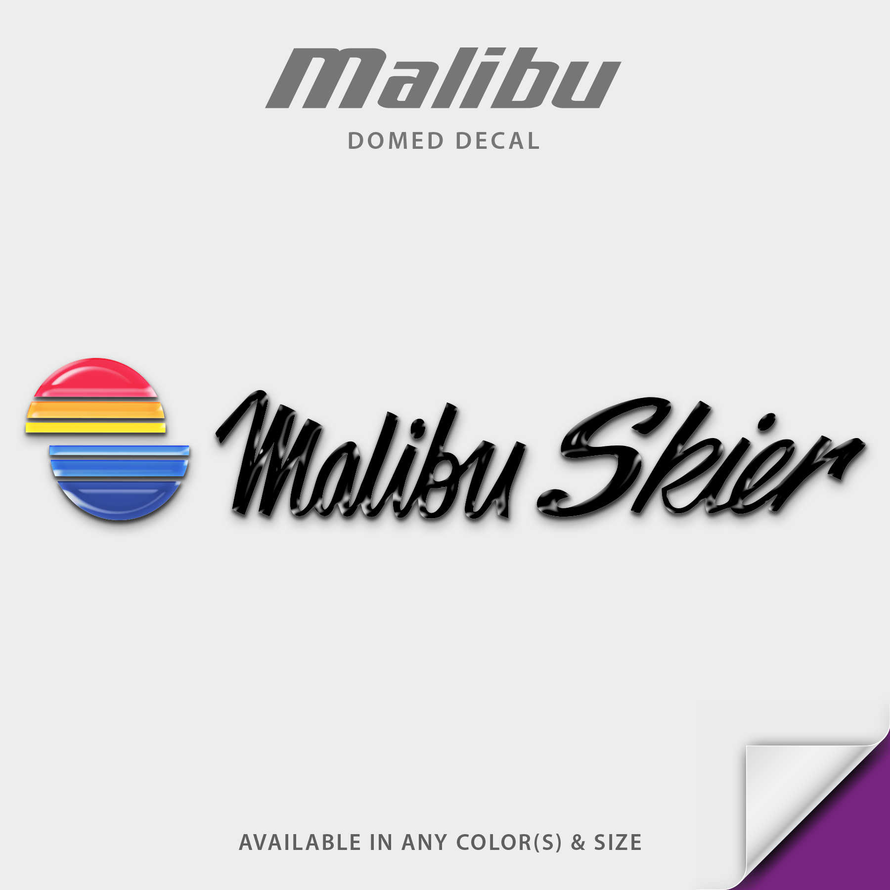 1990 Malibu Skier Domed Boat Decal