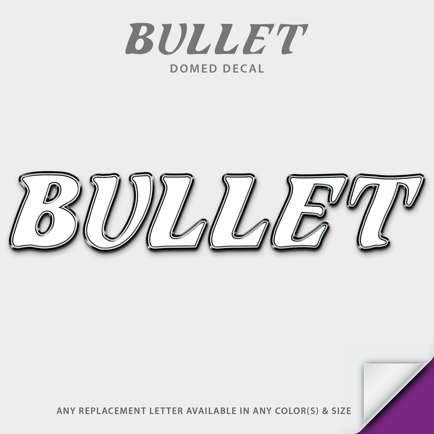 Bullet Boats Single Letter Replacement Domed Boat Decal