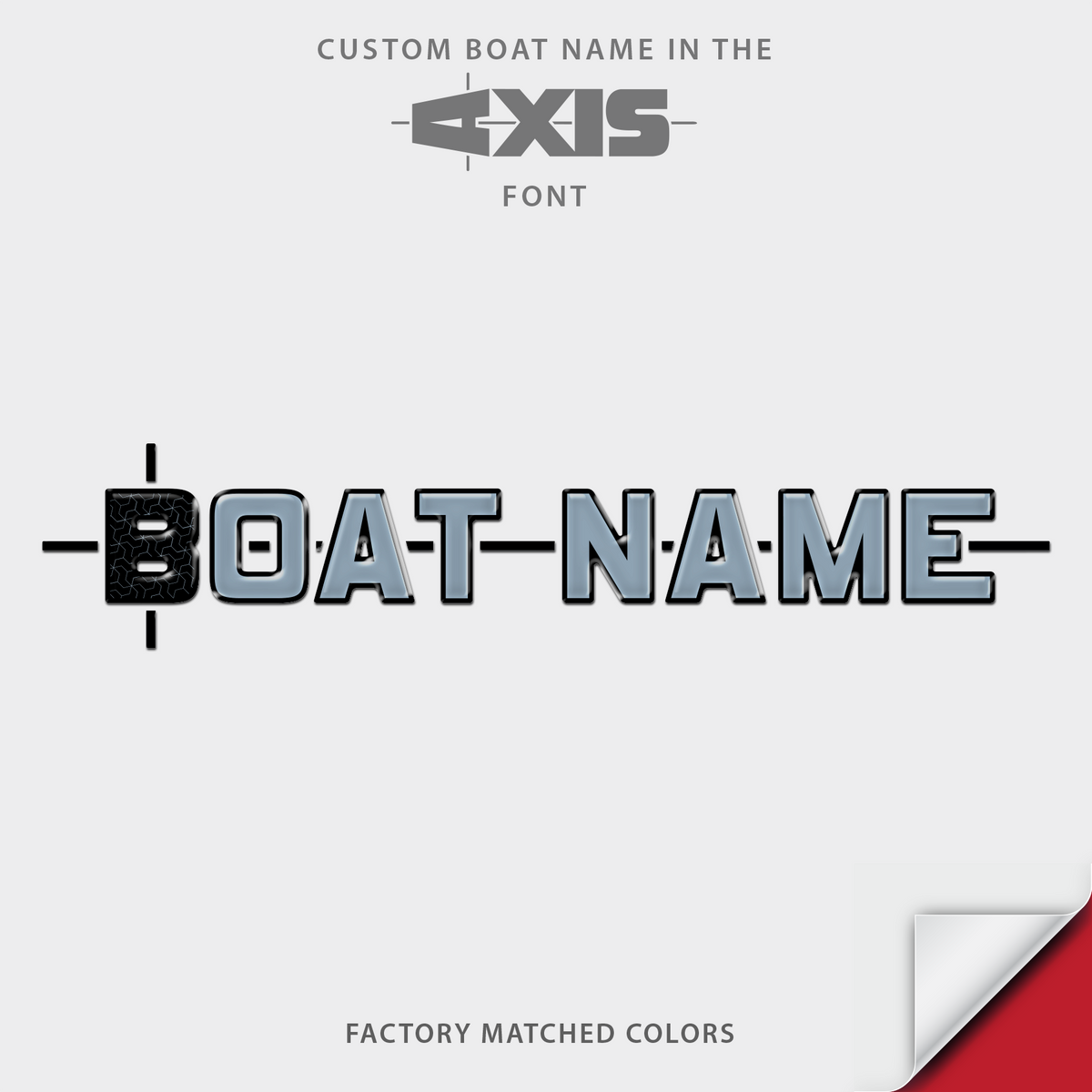 2026 Axis boat font letters, black fist letter. Available in any color and size