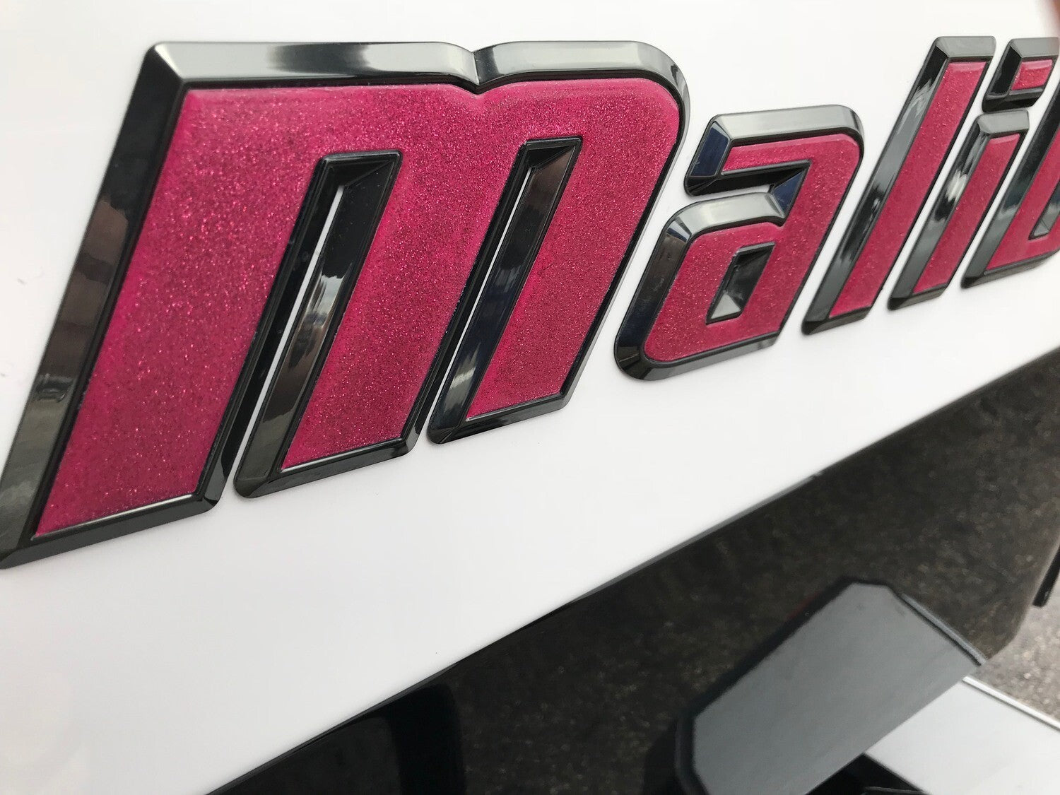 2015 2016 Malibu Boats Pink Metallic Decal Insert for Boat Emblem by Domed Numbers