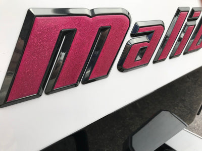 2015 2016 Malibu Boats Pink Metallic Decal Insert for Boat Emblem by Domed Numbers