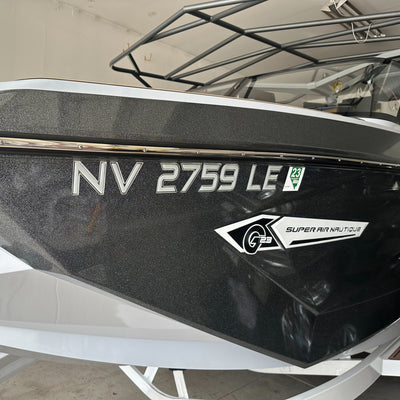 Nautique Paragon Boat Registration White and Chrome by Domed Numbers