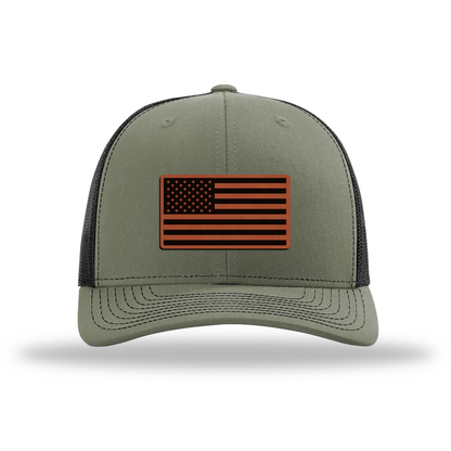 American Flag | Richardson 112 Leather Patch Hat