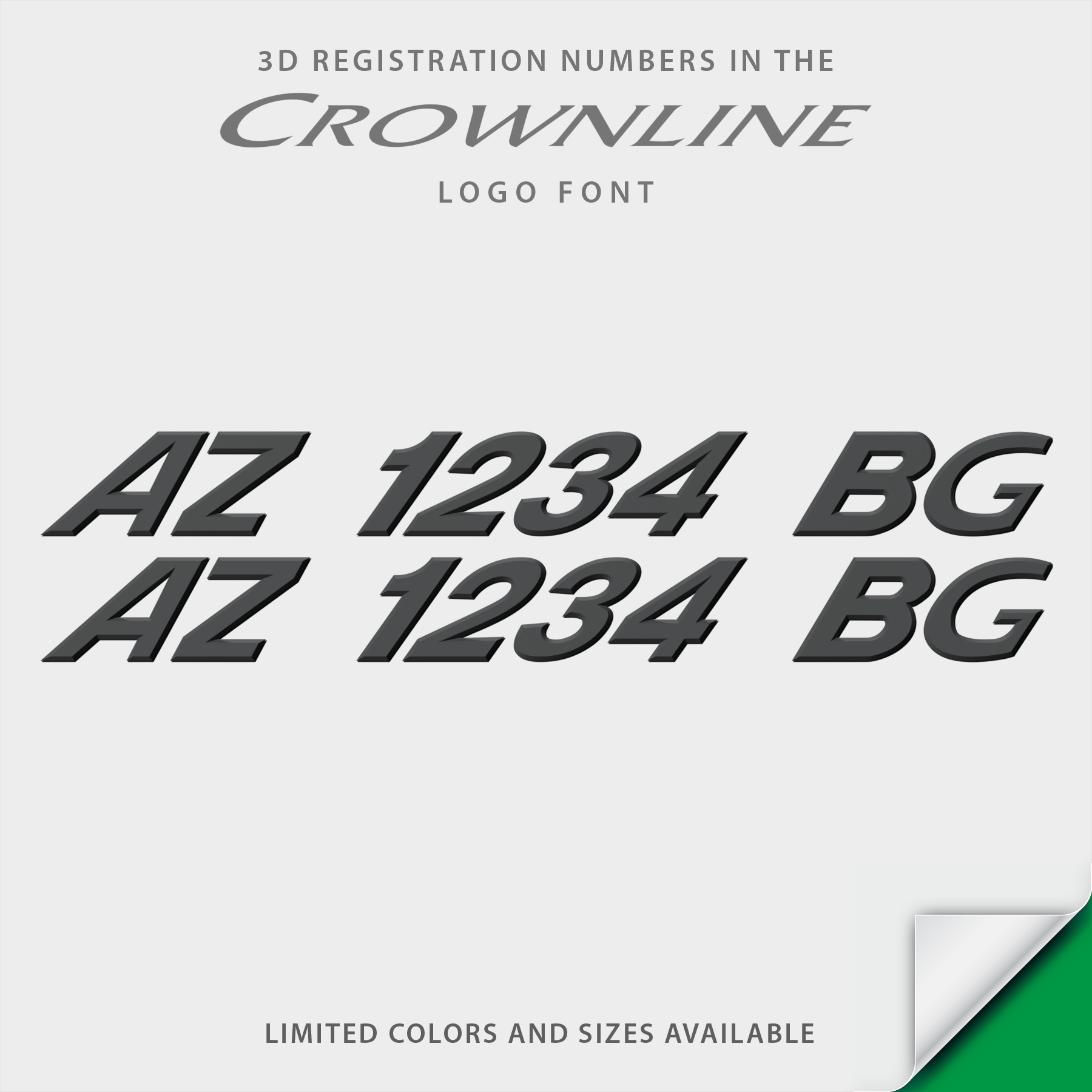 Crownline 3D Emblem Registration – Domed Numbers