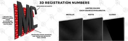 Domed Numbers 3D Emblem Registration