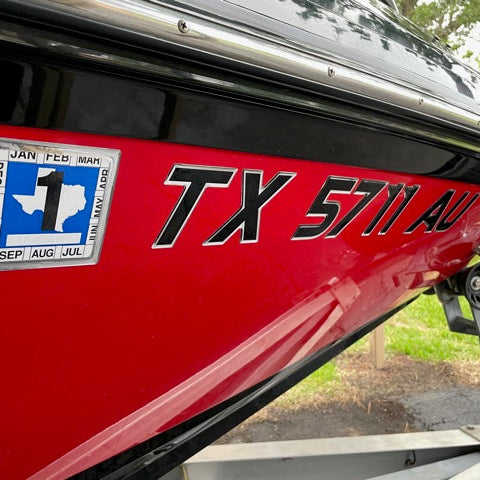 Supra Boat Registration Black and Chrome by Domed Numbers