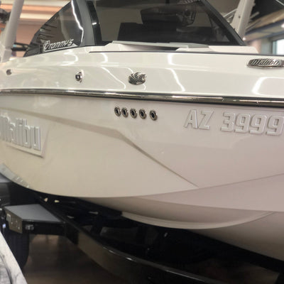 Malibu Boats 3D Emblem matched registration by Domed Numbers