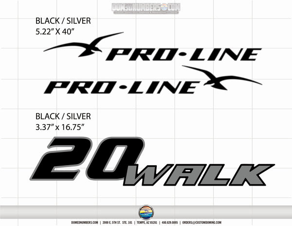 Pro Line 20 Walk Boat Decals by Domed Numbers