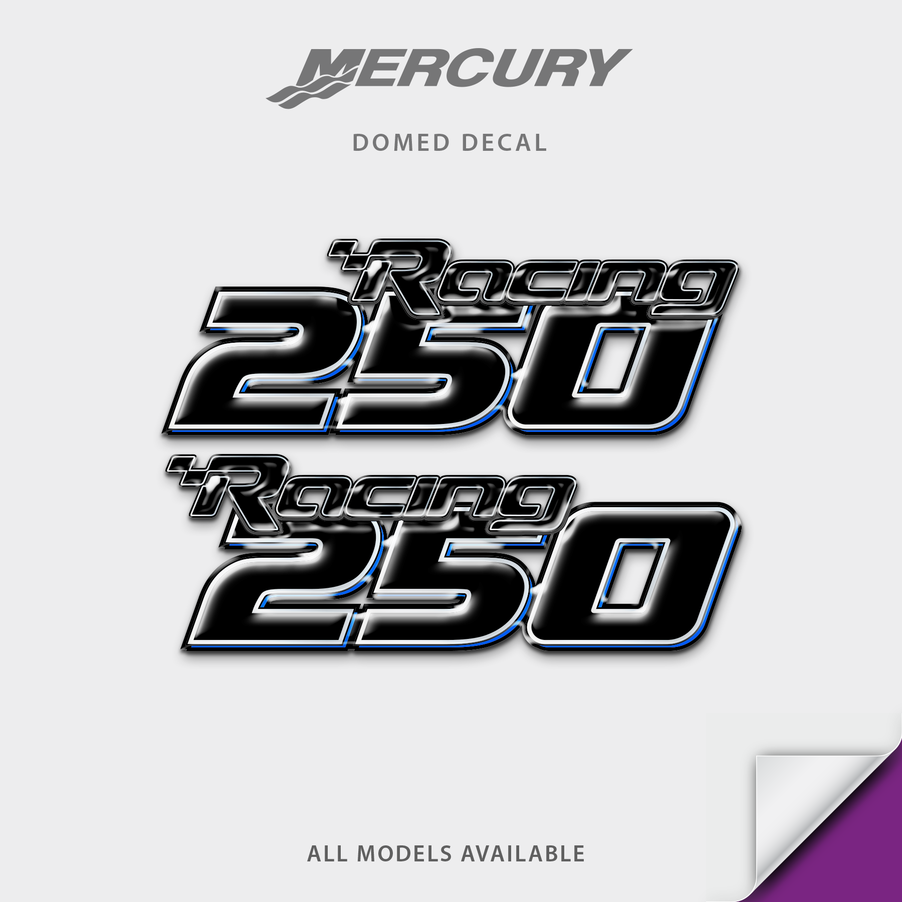 Mercury Racing HP Number Side Domed Motor Decal