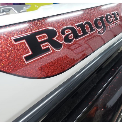 Ranger Boats decal made in custom colors by Domed Numbers
