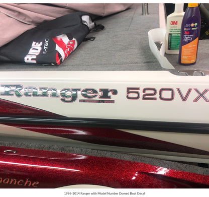 Ranger 520VX decal in custom colors by Domed Numbers