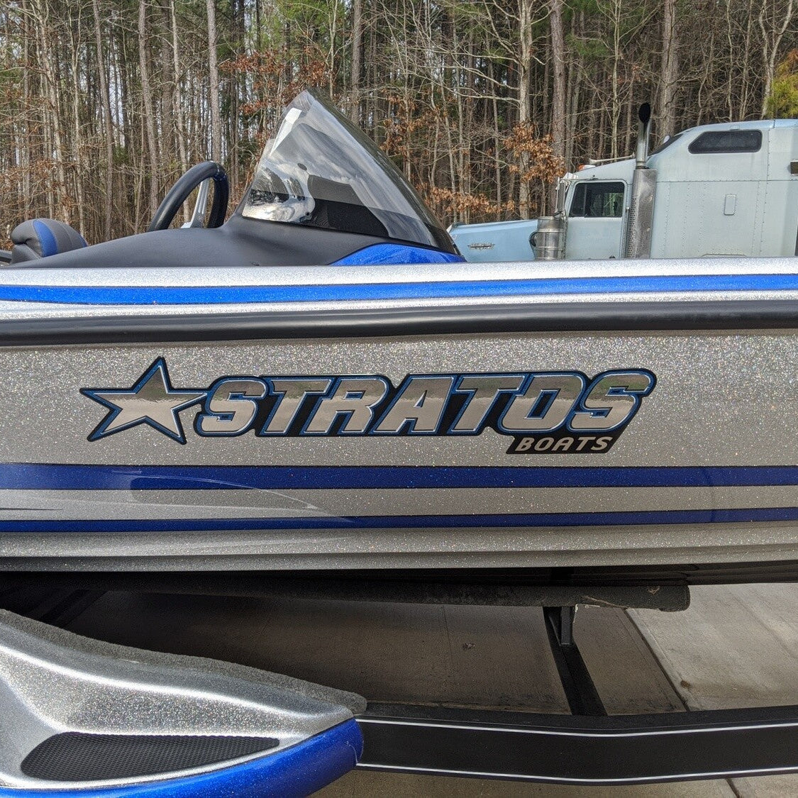 Stratos Boats Decal in custom colors by Domed Numbers
