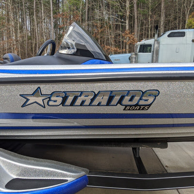 Stratos Boats Decal in custom colors by Domed Numbers