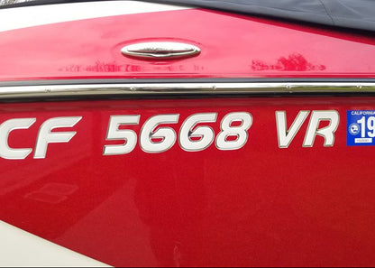 Supra Boat Domed Registration white with chrome by Domed Numbers