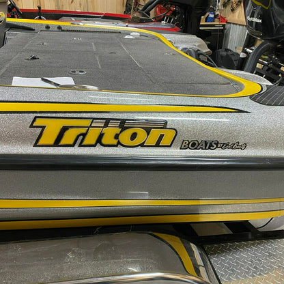 Triton Boats decals made in custom colors by Domed Numbers