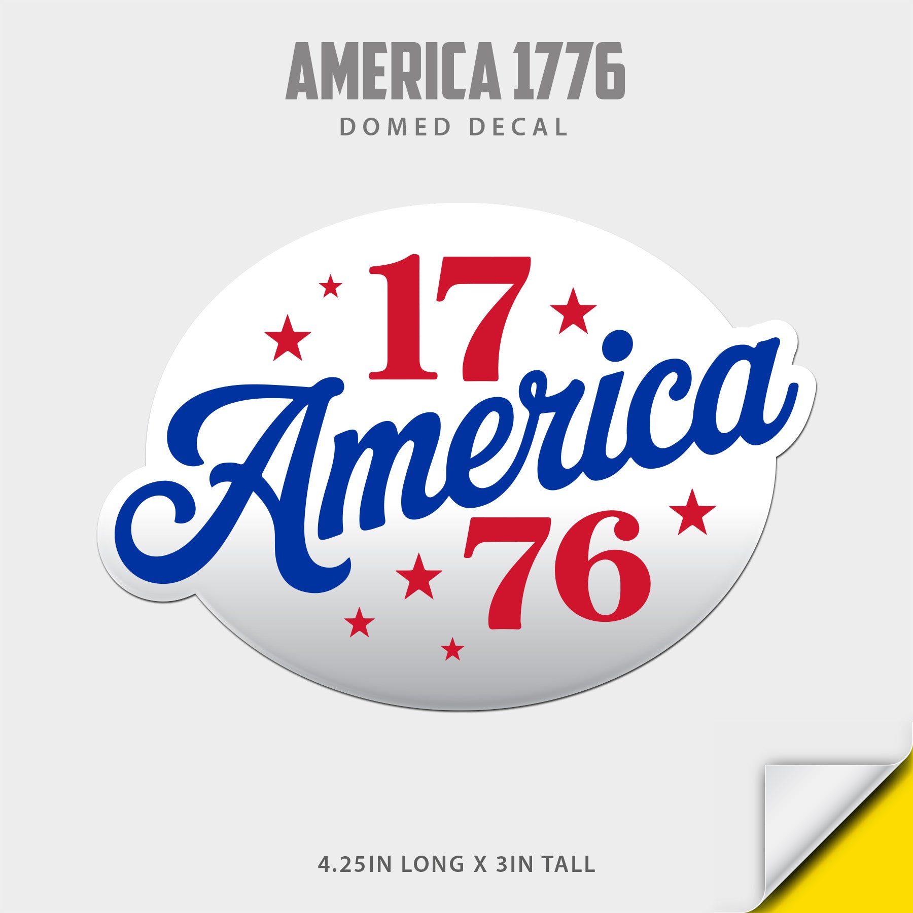 America 1776 Script Domed Decal