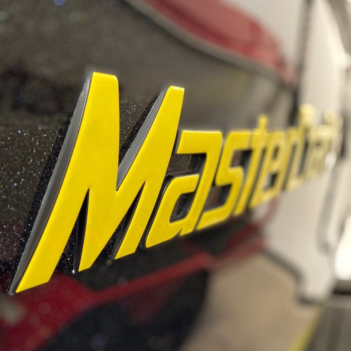 Yellow MasterCraft Boat Emblem Overlay Decal by Domed Numbers