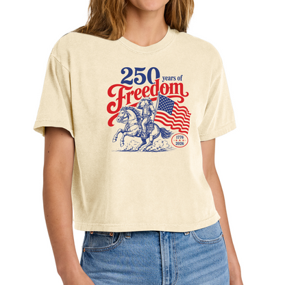 250 Years Cowgirl, Women’s Heavyweight Boxy Tee
