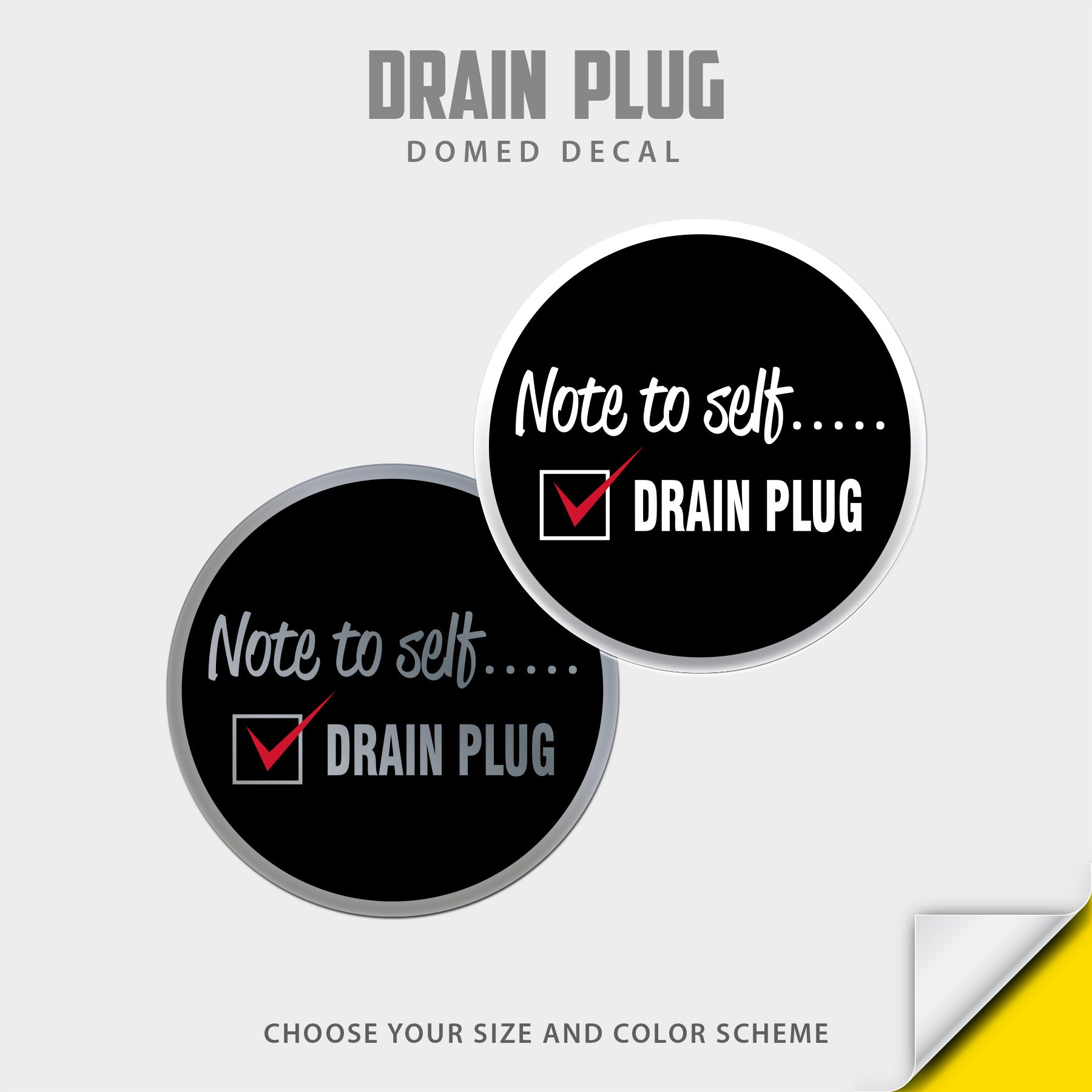 Drain Plug Domed Decal
