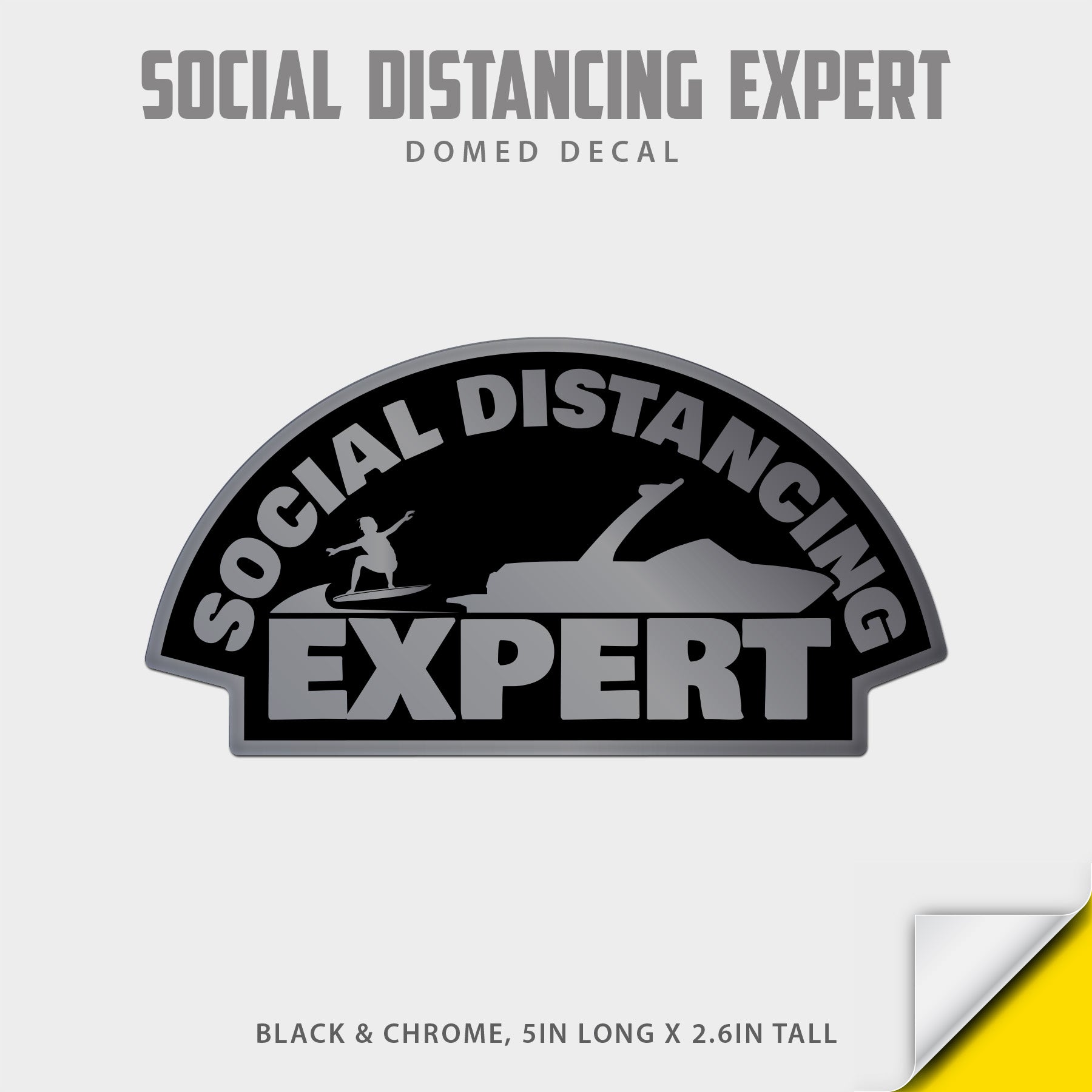Social Distancing Surfing Domed Decal